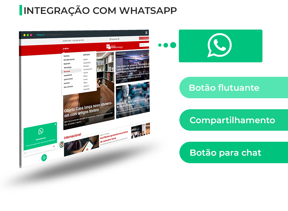 Portal de Notícias Gerenciável - Plugin Whatsapp