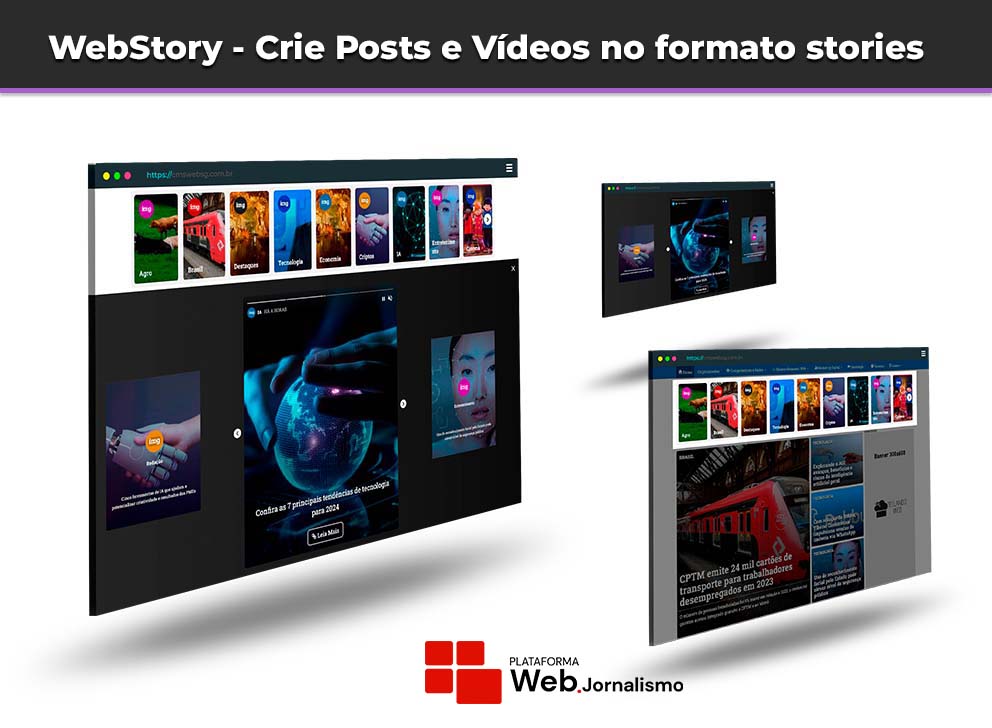 Novo box WebStory - Crie Posts e Vídeos no formato de stories